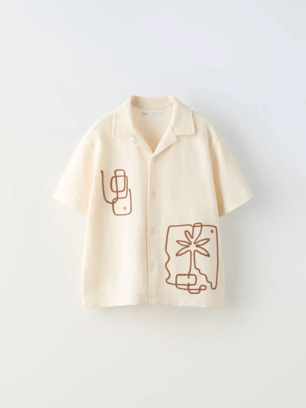 Zara Boys Cream Textured Collar Shirt